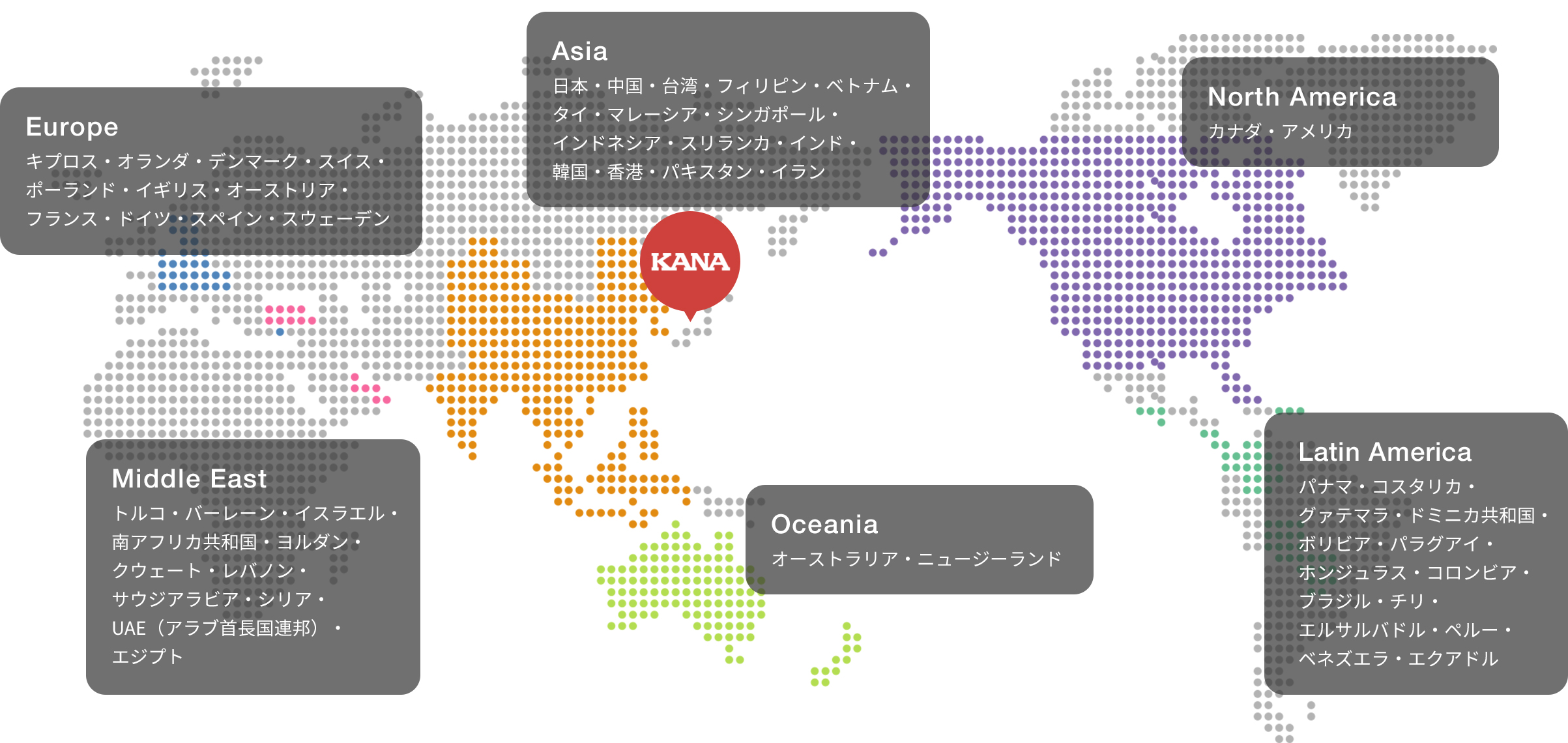 KANAのグローバルネットワーク図