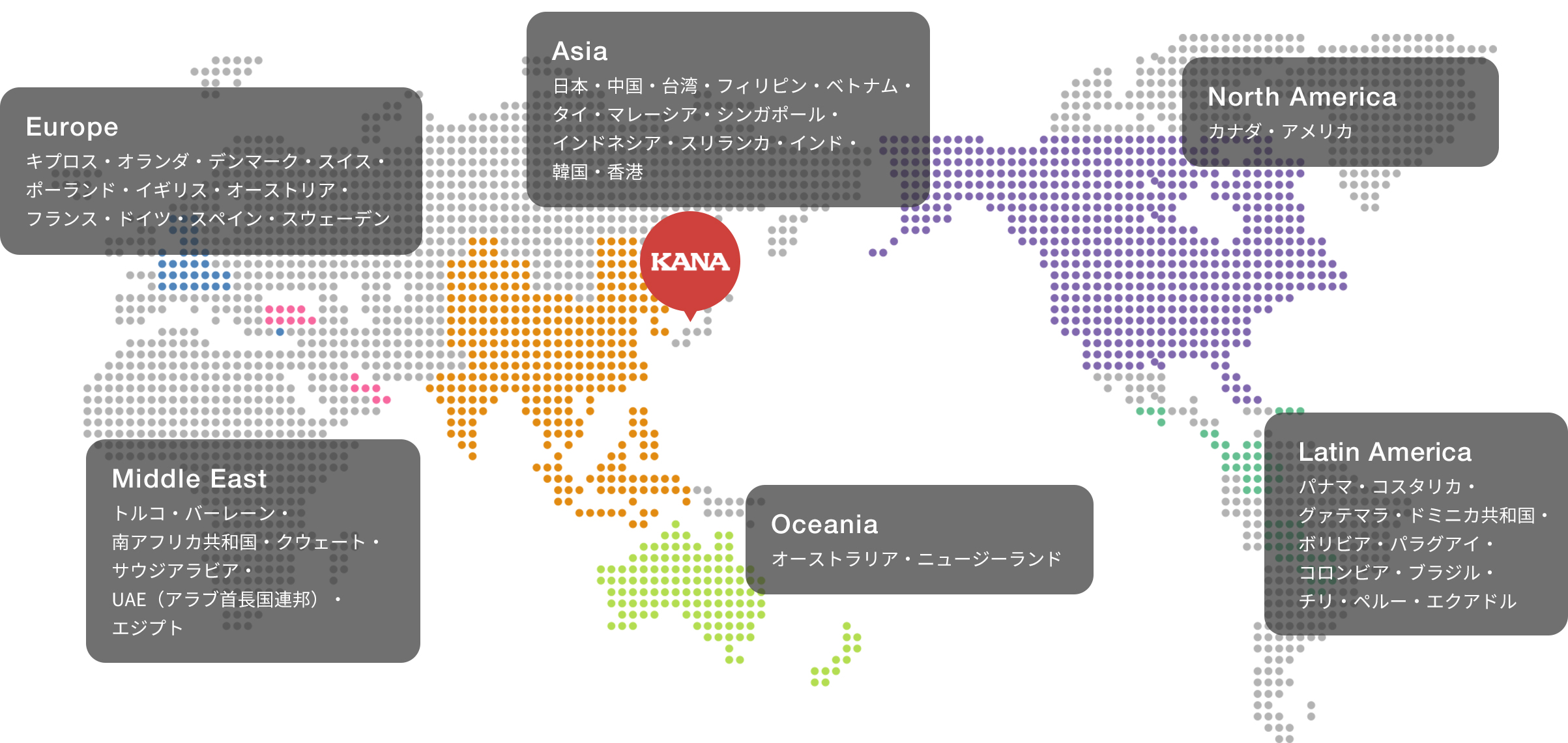 KANAのグローバルネットワーク図